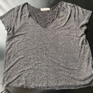 Black Loose Fitting V-neck Shirt, loose tee